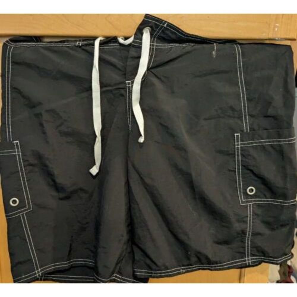 TOMMY BAHAMA Black  TIE‎ FRONT MEN'S BOARD SHORTS SIZE Large 34 waist